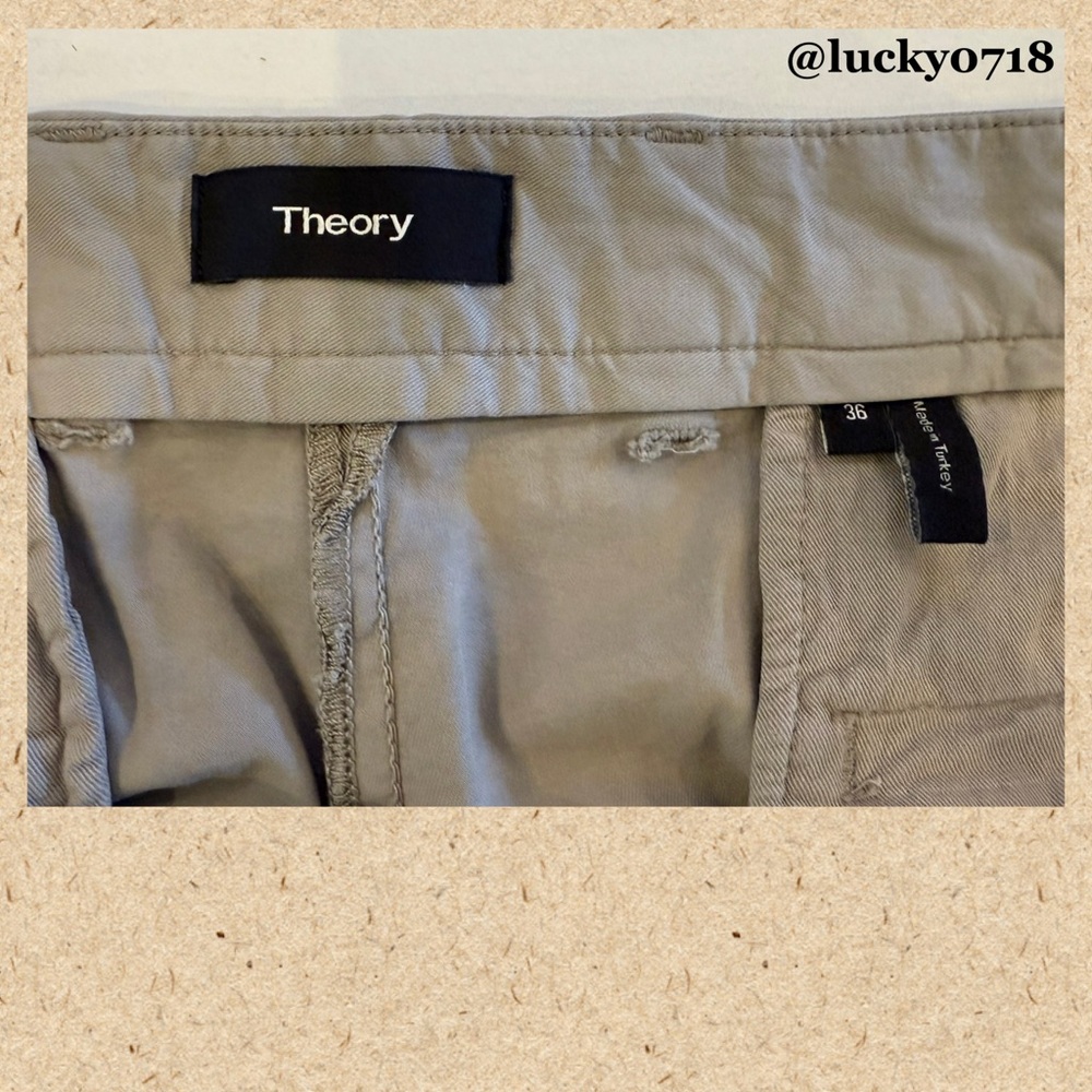 Theory Men’s Zaine Pant in Stretch Cotton in Khaki Tan Sz 36 - Picture 6 of 7